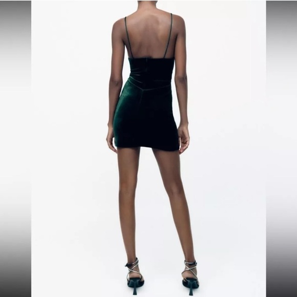 Zara Rhinestone Fringe Green Velvet Mini Dress Size M- OBO - Picture 10 of 10